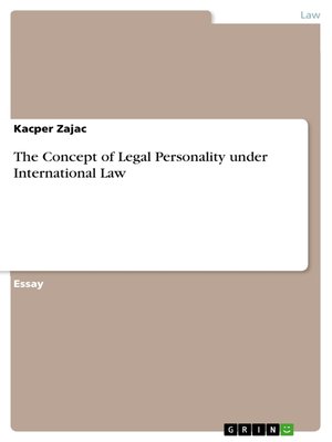 cover image of The Concept of Legal Personality under International Law